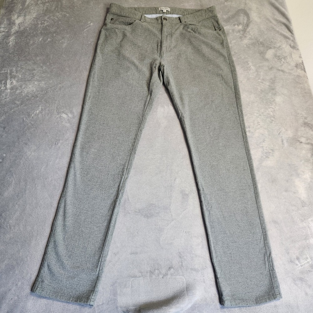Peter Millar 35 x 32 Brian 5-Pocket Pants Gray Cotton Stretch Slim Straight